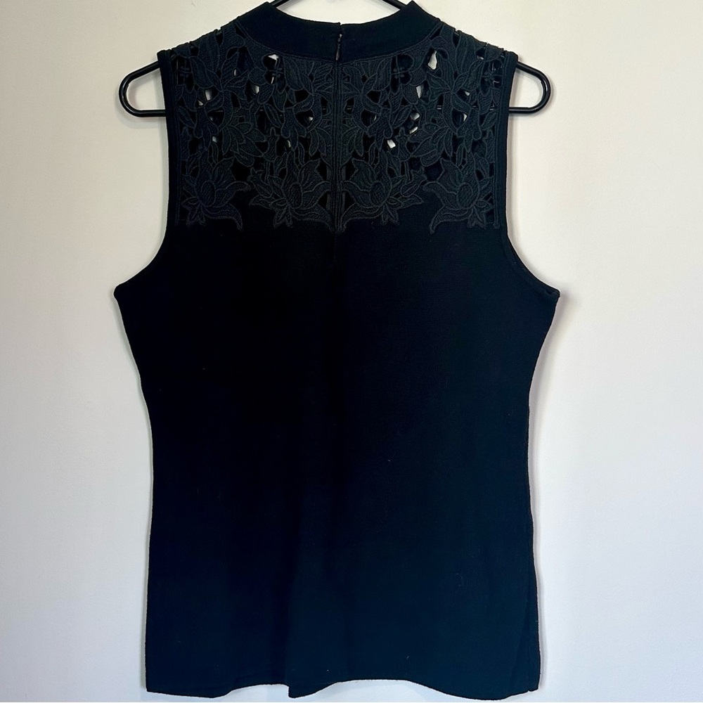 White House Black Market Black Lace Detail Blouse - Size: Medium - Picture 6 of 7